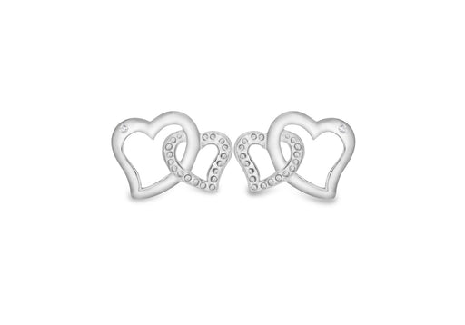 SILVER RH DIA DBL HEART STUDER9