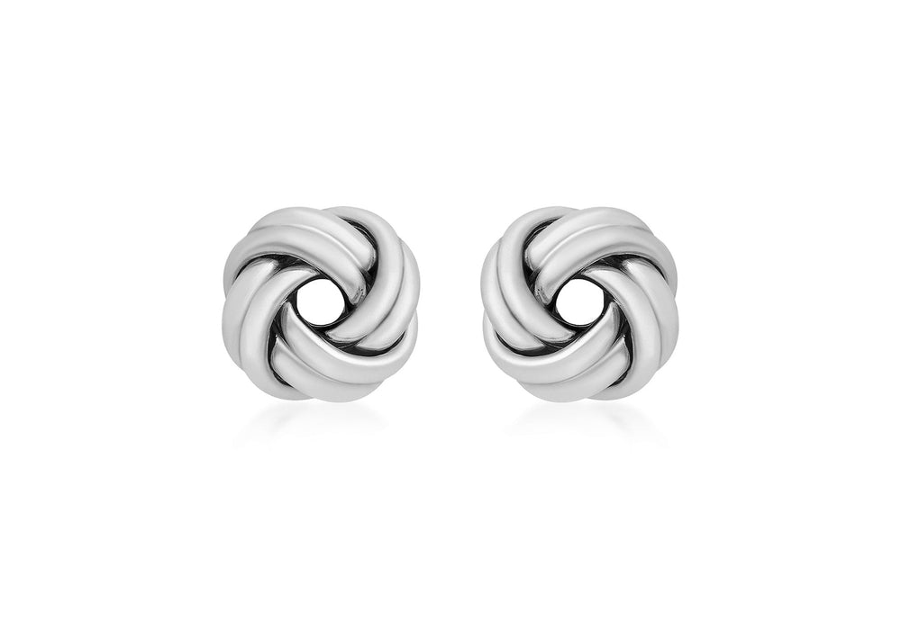 Sterling Silver 8.2mm x 8.2mm Double Knot Stud Earrings