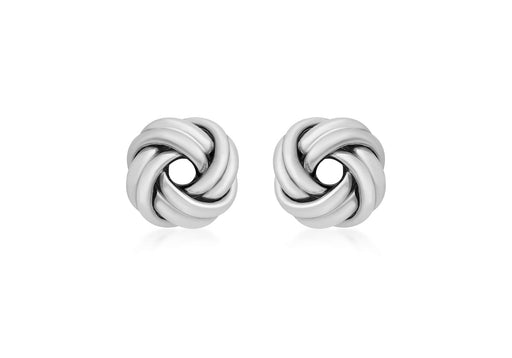 Sterling Silver 8.2mm x 8.2mm Double Knot Stud Earrings