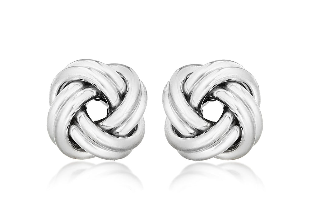 Sterling Silver 11mm Double Knot Stud Earrings