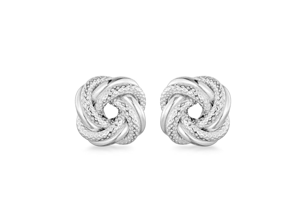 Sterling Silver 8mm Textured-Knot Stud Earrings