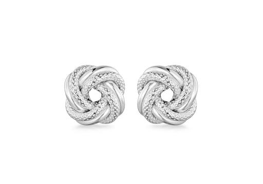 Sterling Silver 8mm Textured-Knot Stud Earrings