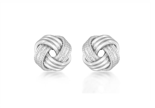 Sterling Silver 11mm Textured-Knot Stud Earrings