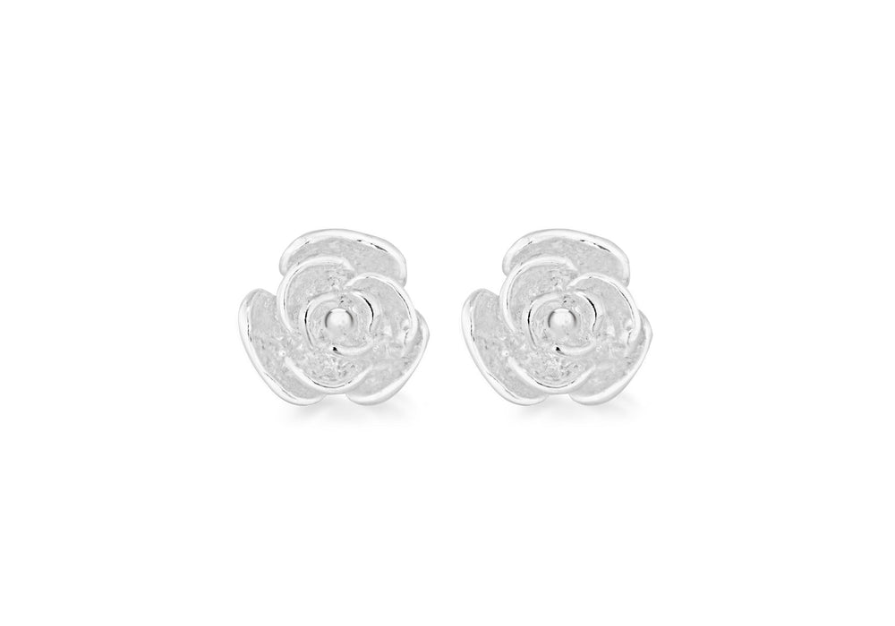 Sterling Silver 7mm x 7mm Rose Stud Earrings