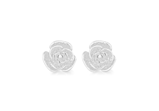 Sterling Silver 7mm x 7mm Rose Stud Earrings