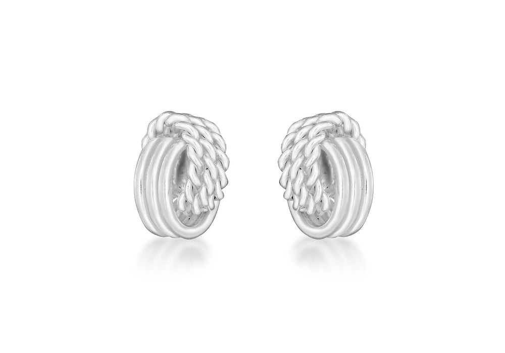 Sterling Silver 4mm x 6mm Polished and Textured Knot Stud Earrings