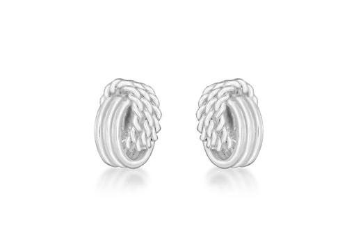 Sterling Silver 4mm x 6mm Polished and Textured Knot Stud Earrings