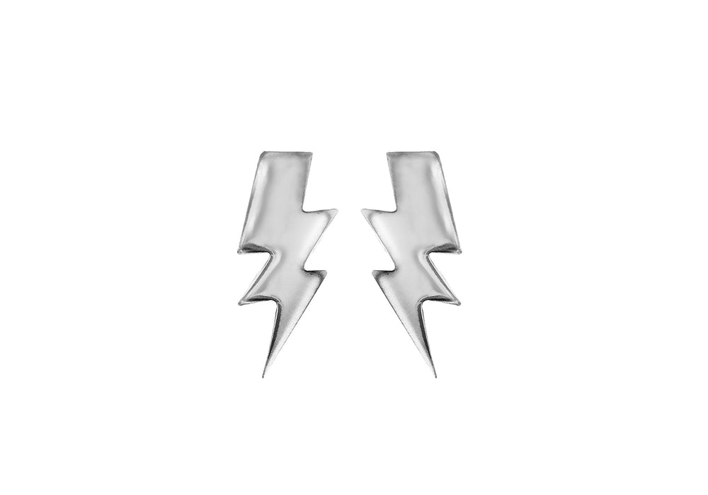 Sterling Silver Lightening Bolt Stud Earrings