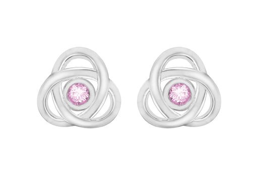 Sterling Silver Pink Zirconia Celtic Knot Stud Earrings