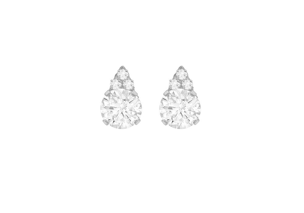 Sterling Silver Zirconia  6.5mm x 10.5mm Teardrop Stud Earrings