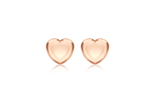 Sterling Silver Rose Gold Plated 5mm x 4.5mm Heart Stud Child's Earrings