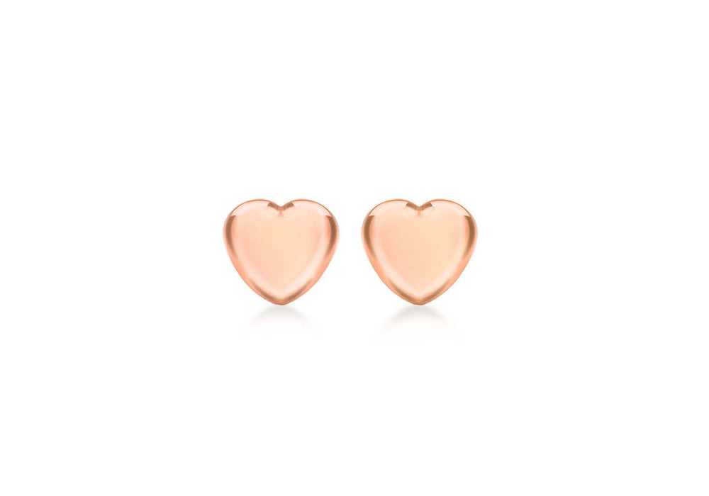 Sterling Silver Rose Gold Plated 5mm x 5mm Heart Stud Earrings