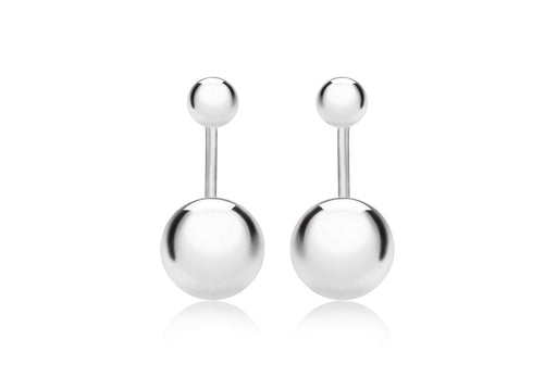 Sterling Silver Rhodium Plated 4mm & 8mm Ball Stud Jacket Earrings