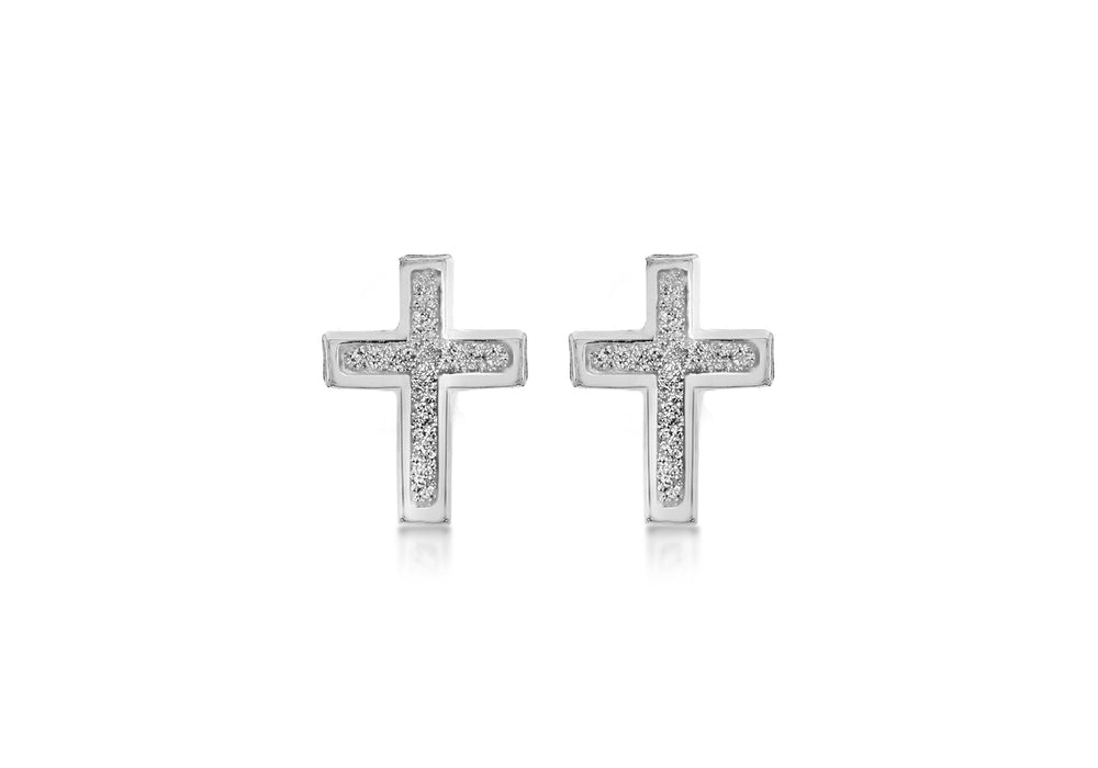 Sterling Silver Cross Stardust Stud Earrings