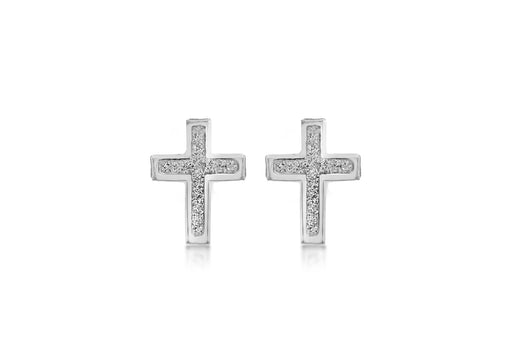 Sterling Silver Cross Stardust Stud Earrings