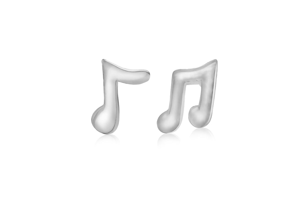 Sterling Silver 5.5mm x 8.5mm Quaver and 5.5mm x 7.5mm Double Quaver Asymmetric Stud Earrings