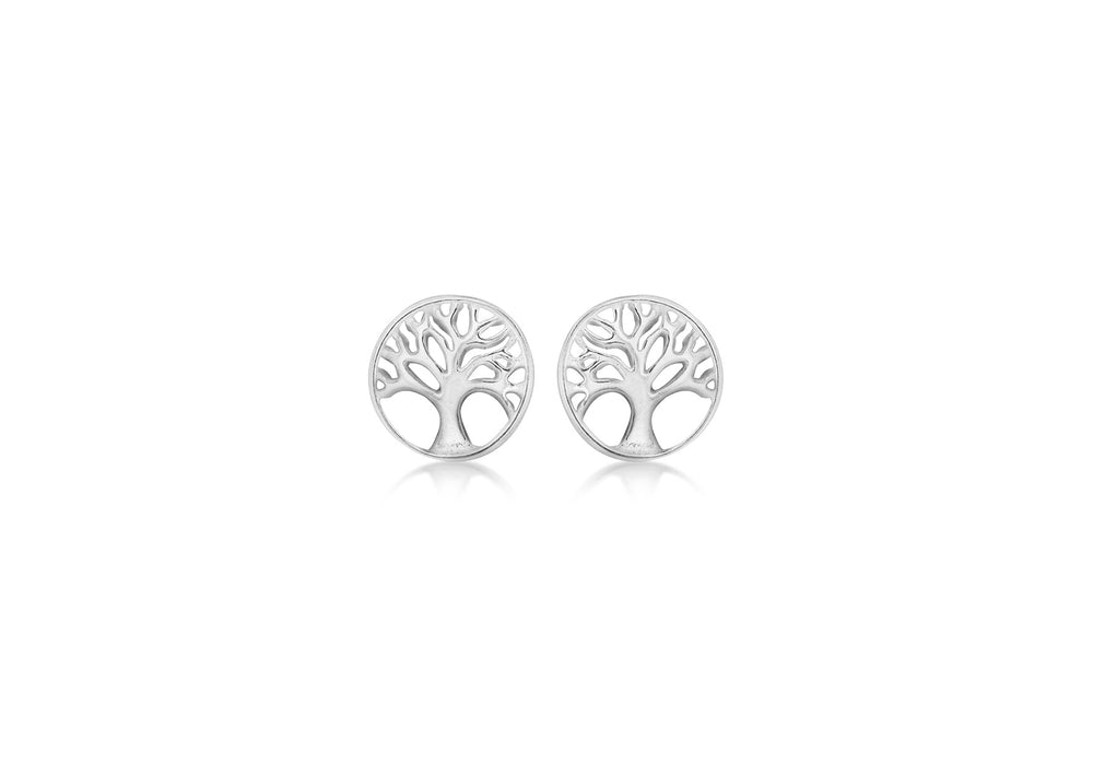 Sterling Silver 8mm 'Tree of Life' Stud Earrings