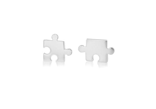 Sterling Silver 6mm x 8mm Jigsaw Piece Asymmetric Stud Earrings