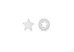 Sterling Silver 6.7mm x 6.8mm Star and 7.5mm CutoCut Star Asymmetric Stud Earrings