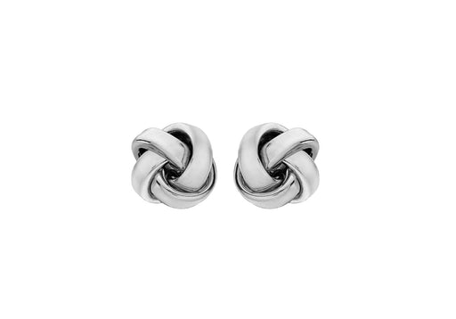 Sterling Silver Rhodium Plated 10mm 4-Way Knot Stud Earrings