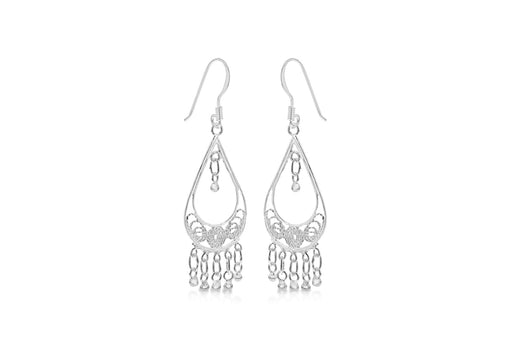 Sterling Silver Ornate Fancy Drop Earrings 