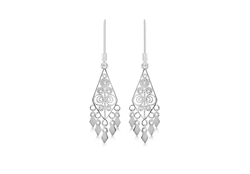 Sterling Silver Filigree Drop Earrings 