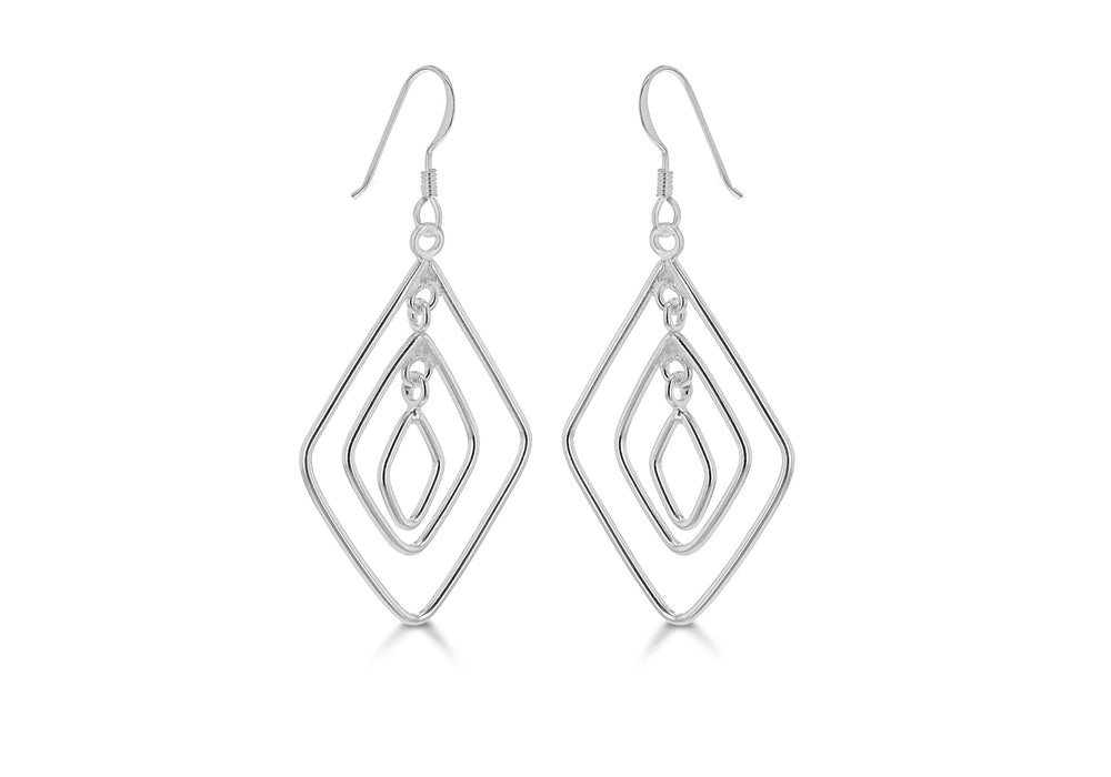 SILVER 3XDIA SHAPE DROP EARRIN9