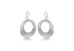 Sterling Silver Rhodium Cutout Hammered Drop Earrings 