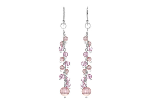 Sterling Silver Pearl & Crystal Drop Earrings 