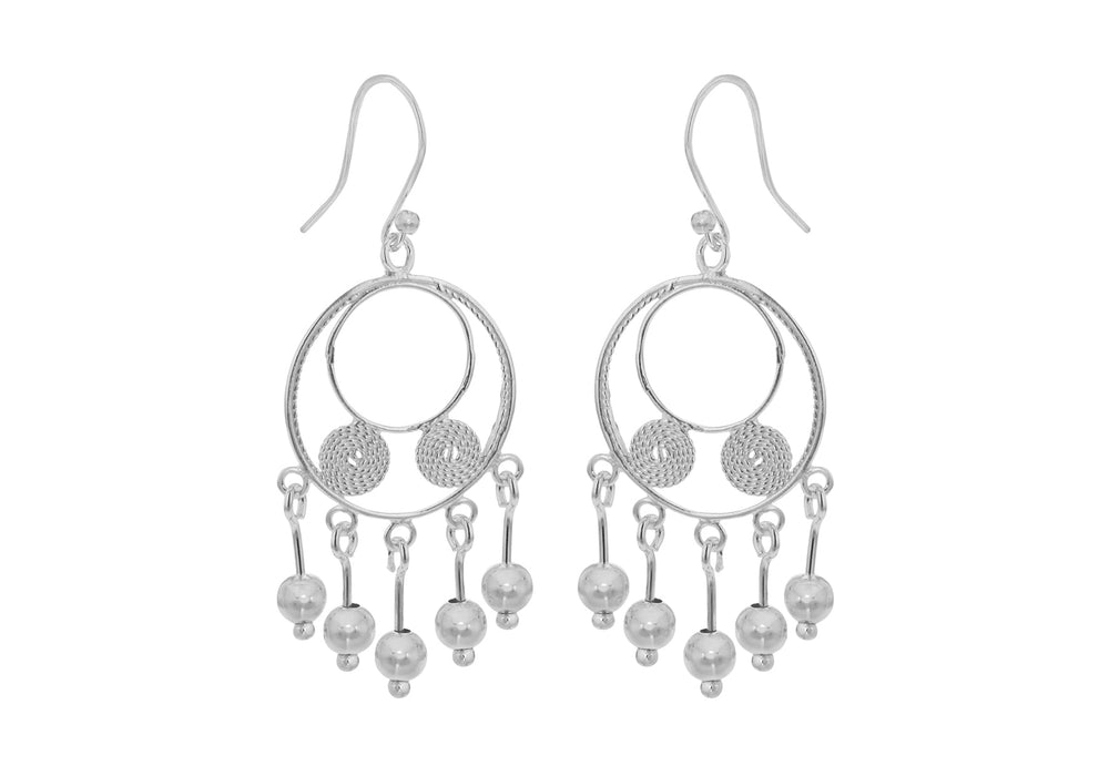 SILVER FIL & BEAD DROP EARRing