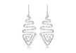 Sterling Silver Tri-Wave Triangle Drop Earrings 