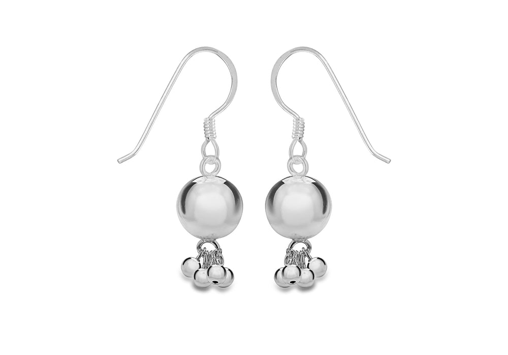 SILVER BALL Cluster EARRing