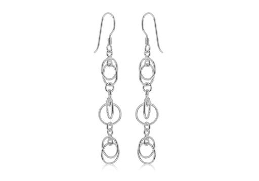 Sterling Silver Multi-Circle Drop Earrings 