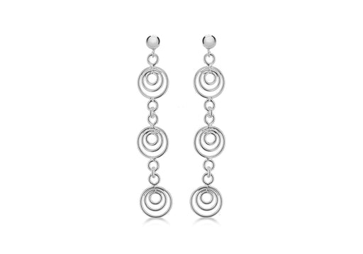 Sterling Silver Tri-Multi Wire Circle Earrings 