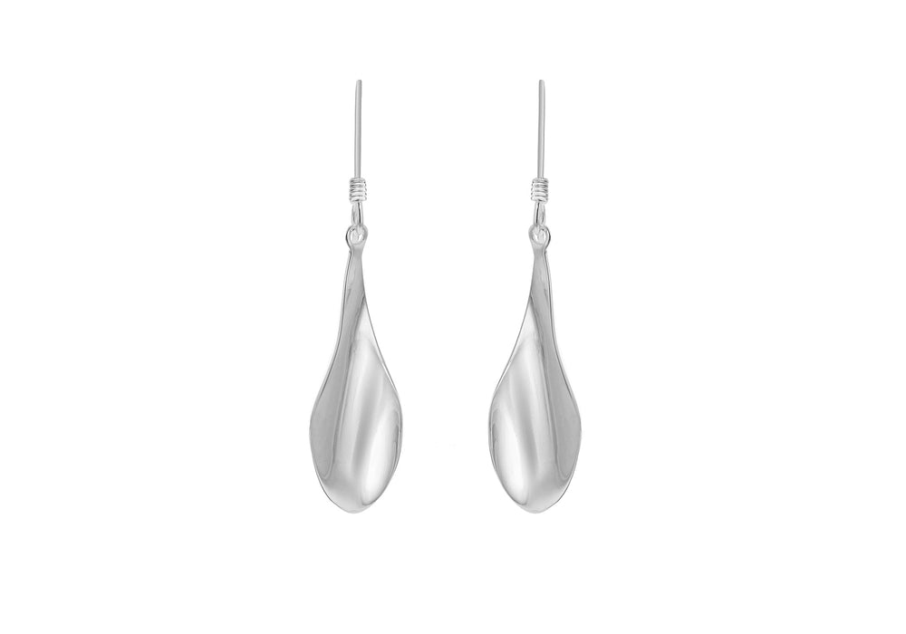 SILVER TWIST SPOON DROP EARRIN9