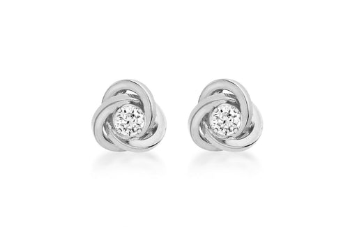 9ct Sterling Silver Zirconia  7mm Knot Stud Earrings