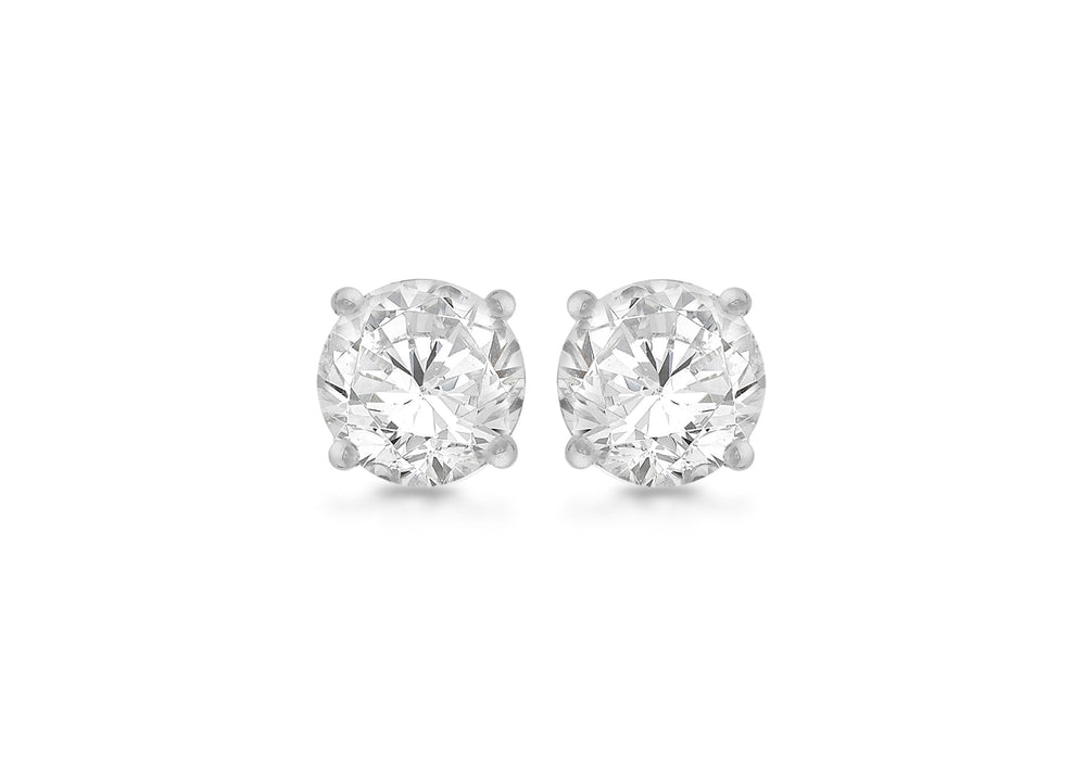 SILVER ROUND Zirconia  EARRing