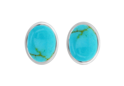 Sterling Silver 9mm x 12mm Oval Turquoise Stud Earrings