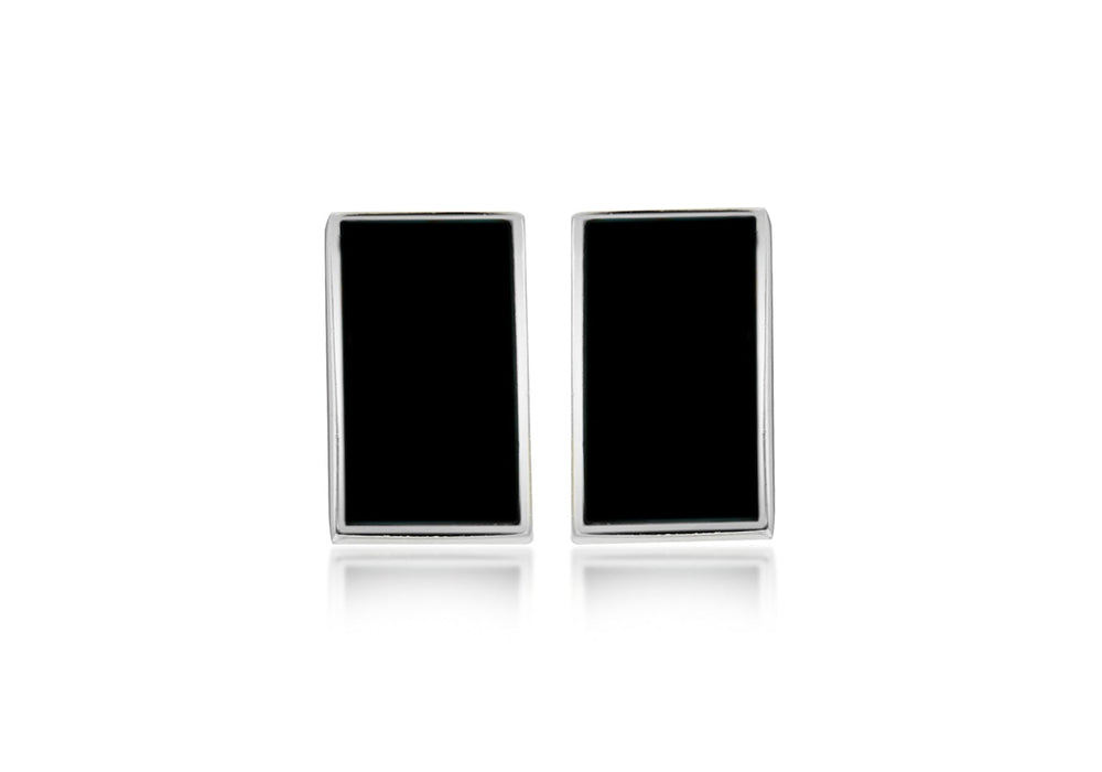 SILVER RET ONYX STUD EARRing