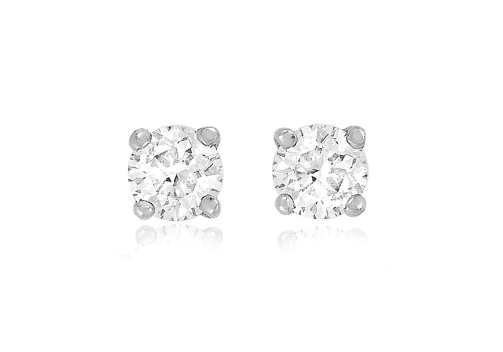 Sterling Silver 5mm Round Zirconia  Stud Earrings