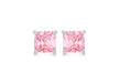 SILVER 5MM SQUARE PINK Zirconia  EARR9