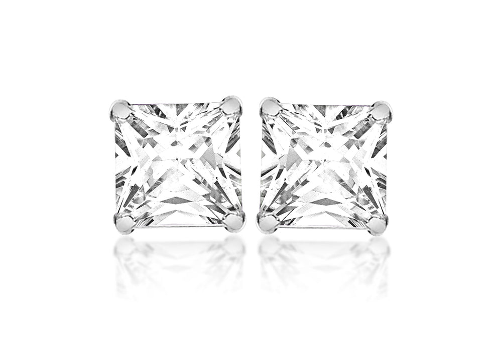 SILVER 7MM SQUARE W/Zirconia  EARRing