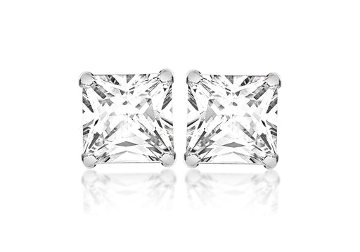 SILVER 7MM SQUARE W/Zirconia  EARRing