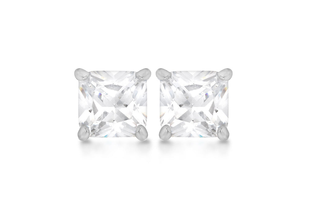 SILVER 5MM SQUARE W/Zirconia  EARRing