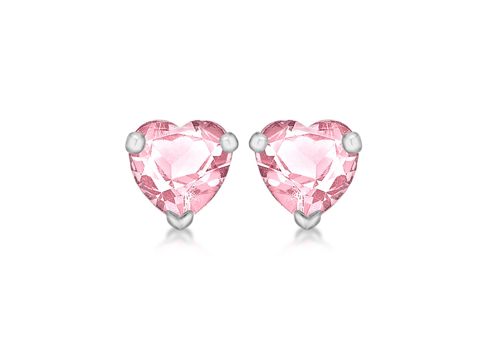 SILVER PINK Zirconia  HEART STUD EARR9