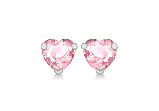 SILVER PINK Zirconia  HEART STUD EARR9