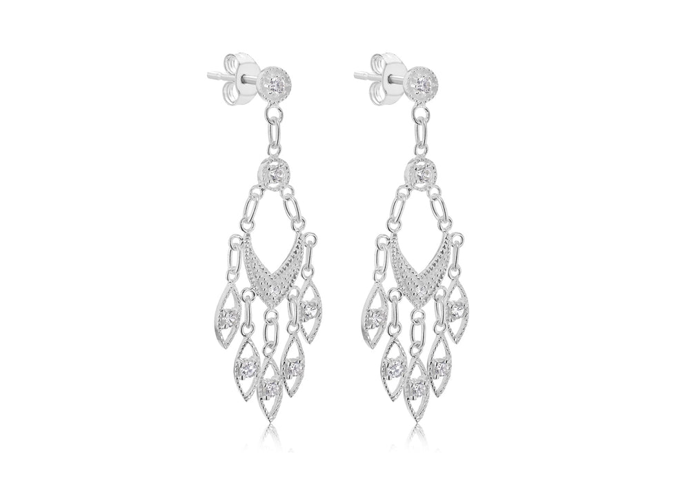 Sterling Silver Filigree Drop Earrings 