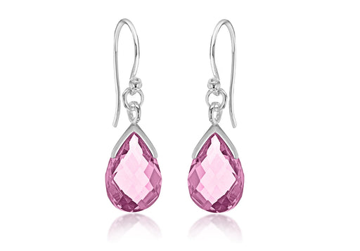 Sterling Silver Pink Faceted Zirconia Drop Earrings 