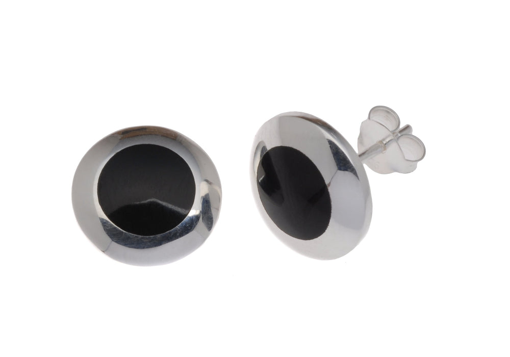 Sterling Silver 12mm Onyx Stud Earrings