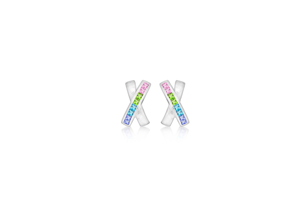 SILVER Zirconia  MULTI OL KISS EARR9